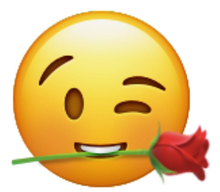 a smiley face with a rose in it's mouth