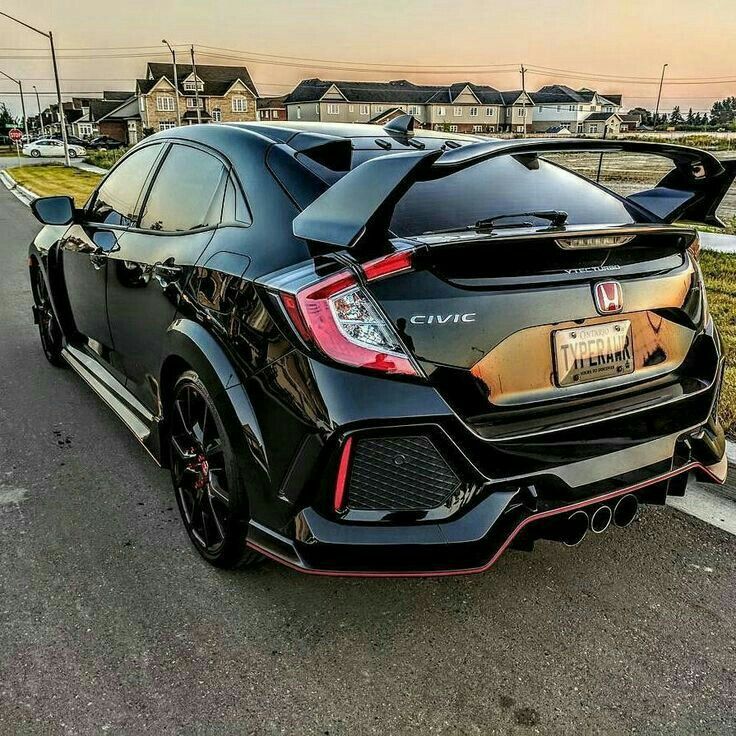 the rear end of a black honda civic