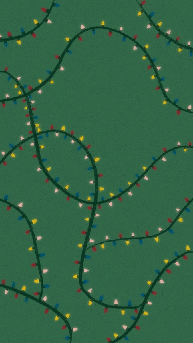 an image of a christmas tree with lights on it's branches and green background