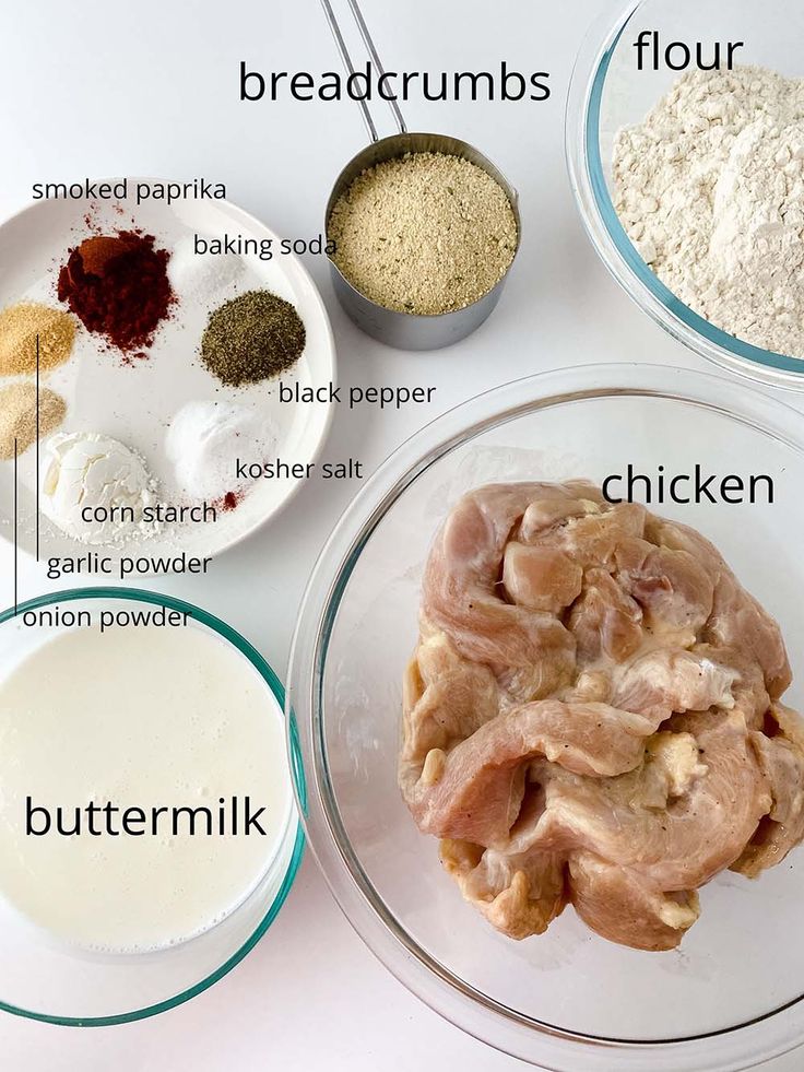 the ingredients to make this dish include chicken, flour, butter, and breadcrumbs