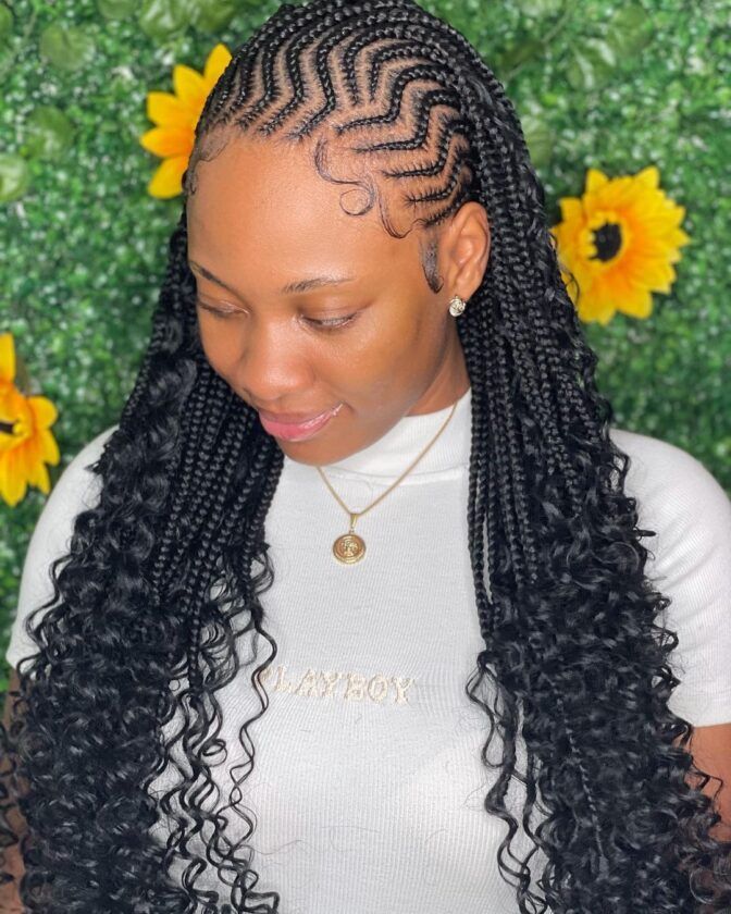 Ghana-weaving hairstyle Latest Braid Styles, Cornrows Box Braids, Cornrows With Box Braids, Latest Braided Hairstyles, Ghana Braids Hairstyles, Latest Hair Braids, Ghana Weaving, Black Hairstyle, Sleek Ponytail Hairstyles