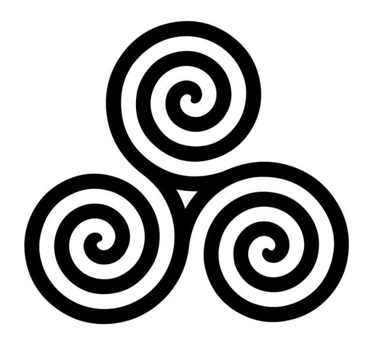 three spirals are shown in black and white on a white background, as well as the