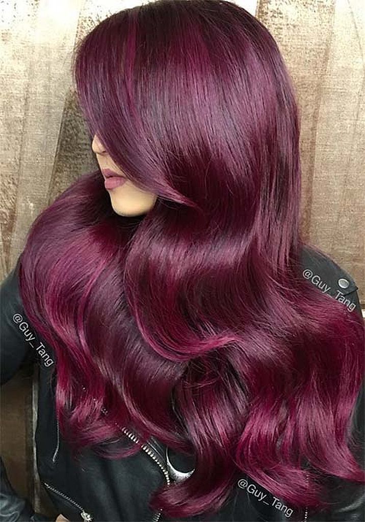 gorgeous 70+ Hottest Burgundy Hair Style Trends 2017 Pelo Color Borgoña, Salon Pics, Dark Red Hair Color, Hair Color Mahogany, Mahogany Hair, Purple Balayage, Hair Color Plum, Latest Hair Color, Violet Hair