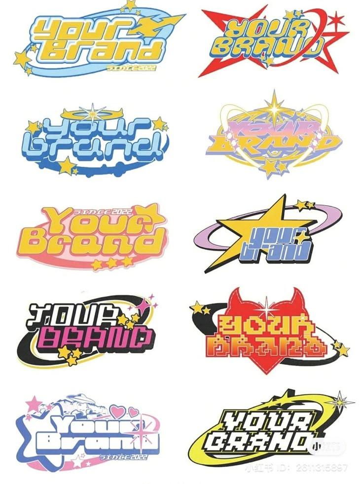 various stickers that are all different colors