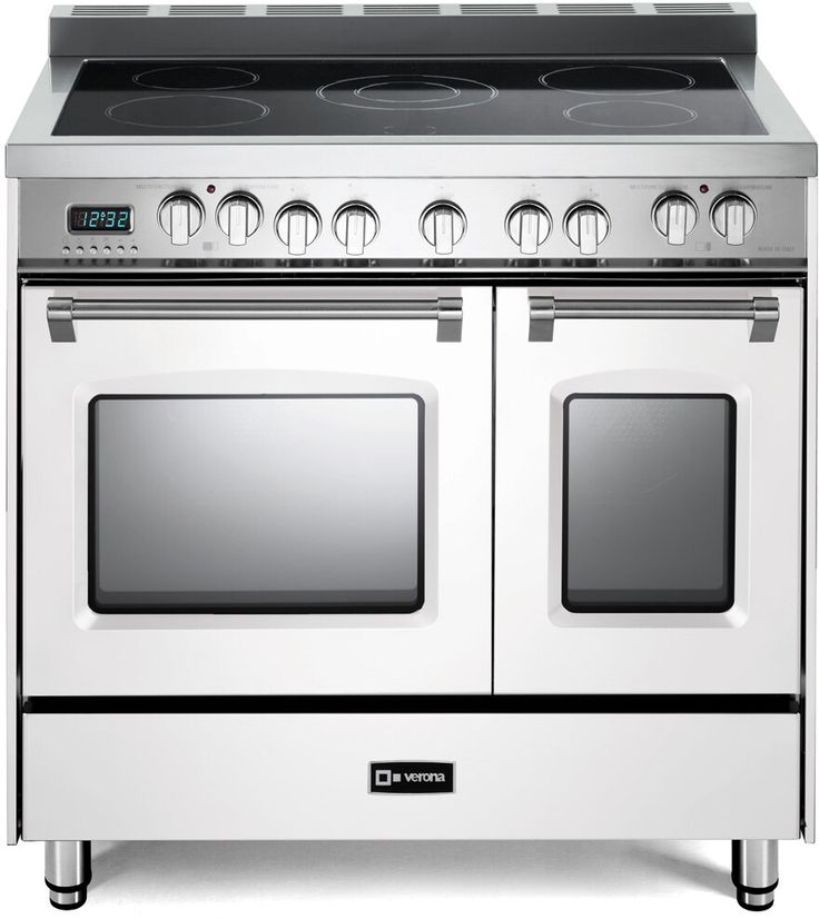 an oven with two burners and three doors