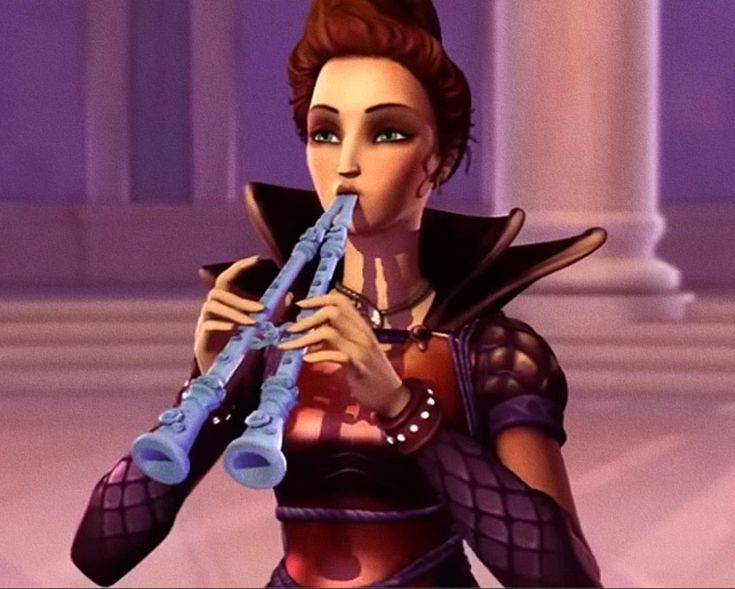 an animated character is playing the flute