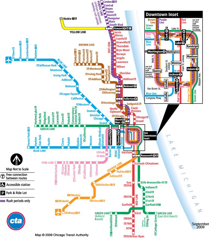 CTA Map | Chicago Transit Authority Map | Mapa de trem, Linhas de metro ...