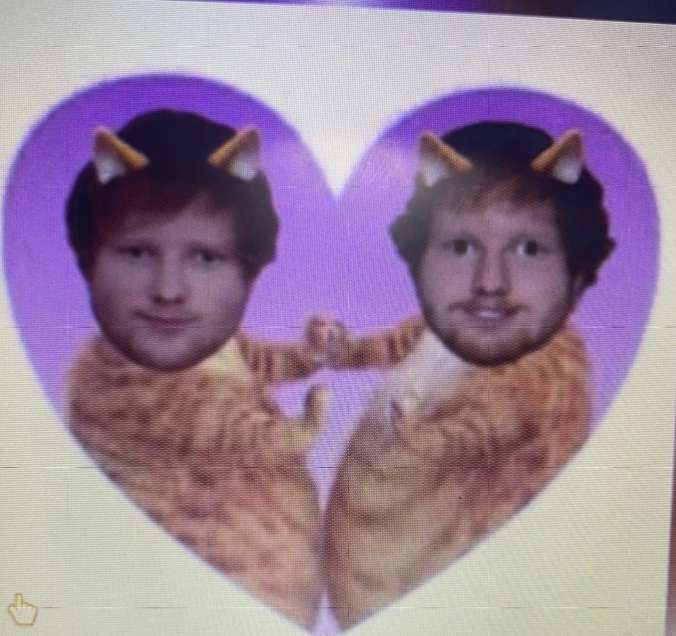 two cats in the shape of a heart with horns and tails on their heads are shown