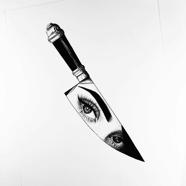 an ink drawing of a pen and eye