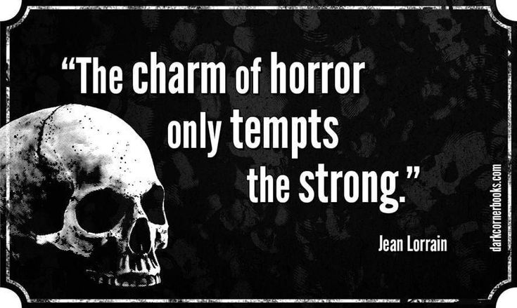 a black and white photo with a quote from jean jordan about the charm of horror