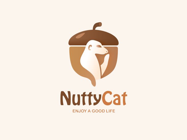 the logo for nutty cat, an animal that is eating nuts and looking into the distance