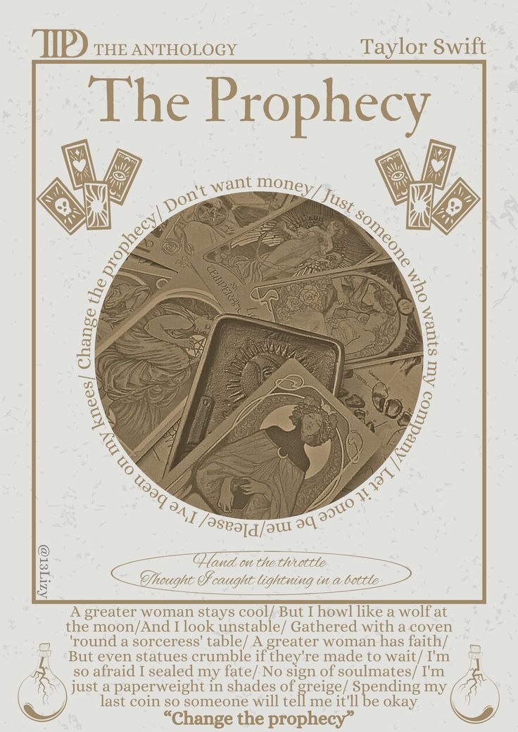 an advertisement for the prophecy, featuring images of people playing cards in front of them