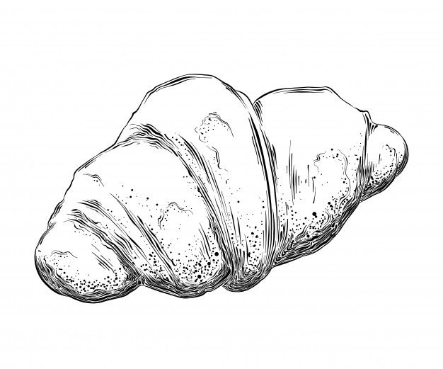 a drawing of a croissant on a white background