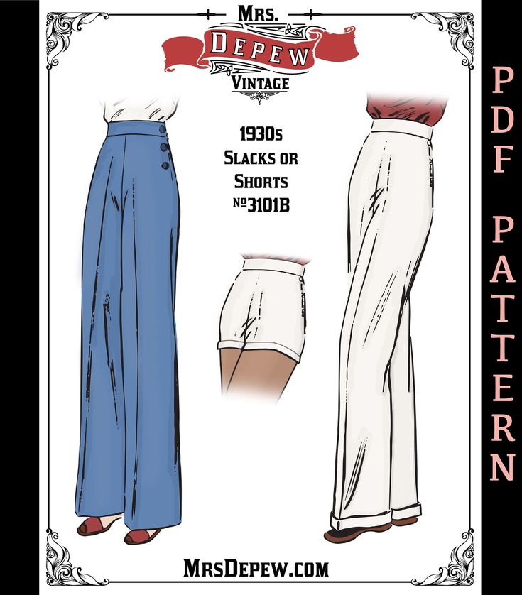 an image of the misses pattern for pants or shorts