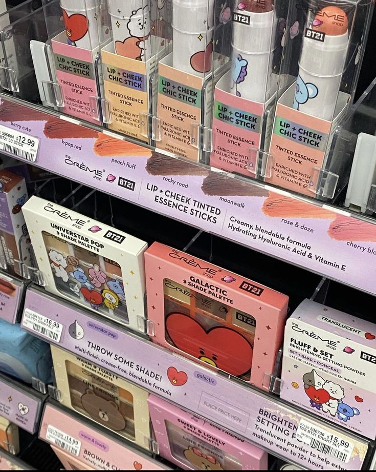 The Creme Shop Bt21, Bt21 Makeup Products, Bt21 Makeup, Bt21 Products, Bt21 Aesthetic, Korean Makeup Brands, Bts Makeup, The Creme Shop, Yellow Makeup