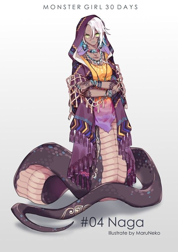 a cartoon character is standing in front of a snake with her hands on her hips