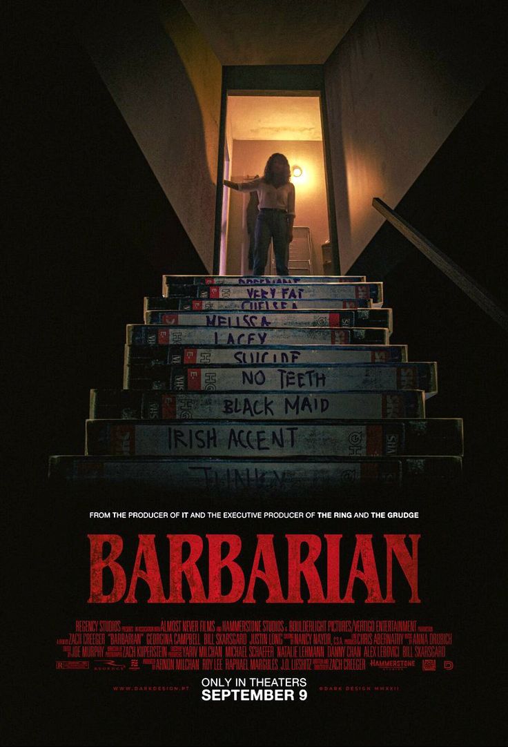 a movie poster for the film barbarin, starring an image of a woman standing on stairs