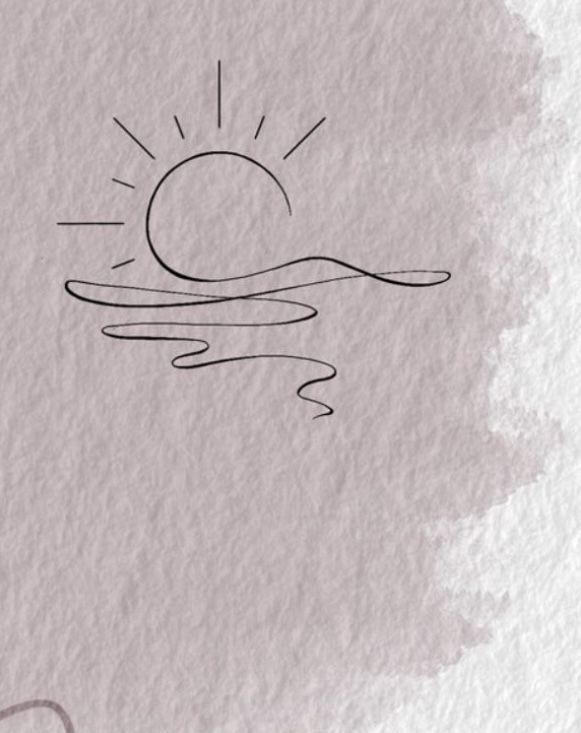 a drawing of the sun and water on paper