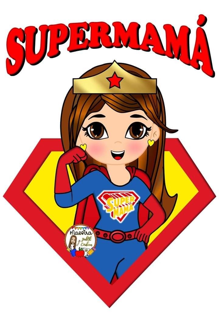 a girl in a superman costume with the words super mama on it