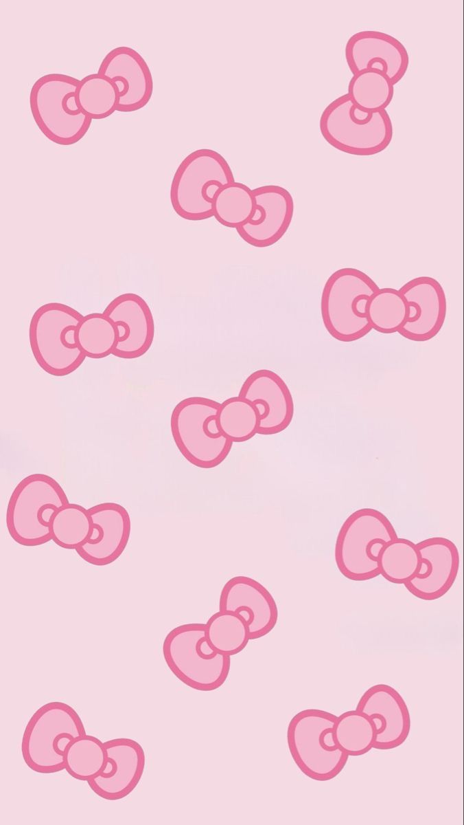 pink bows are arranged in the shape of heart shapes on a light pink wallpaper