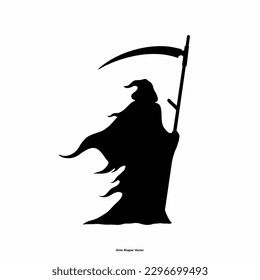 a black and white silhouette of a wizard holding a staff