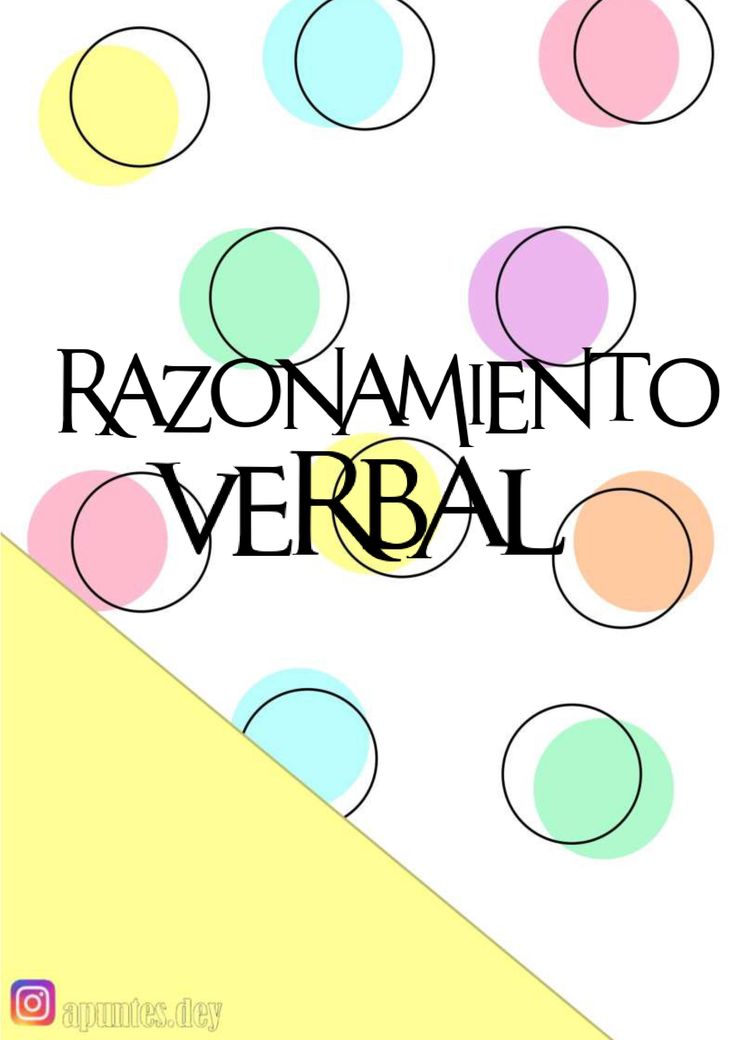 the words razonenamentoo verbal in black and yellow with colorful circles