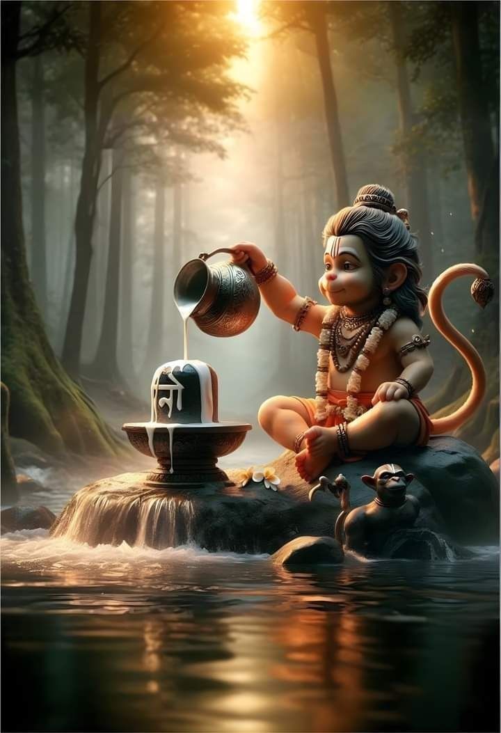 the god is pouring water from a pot