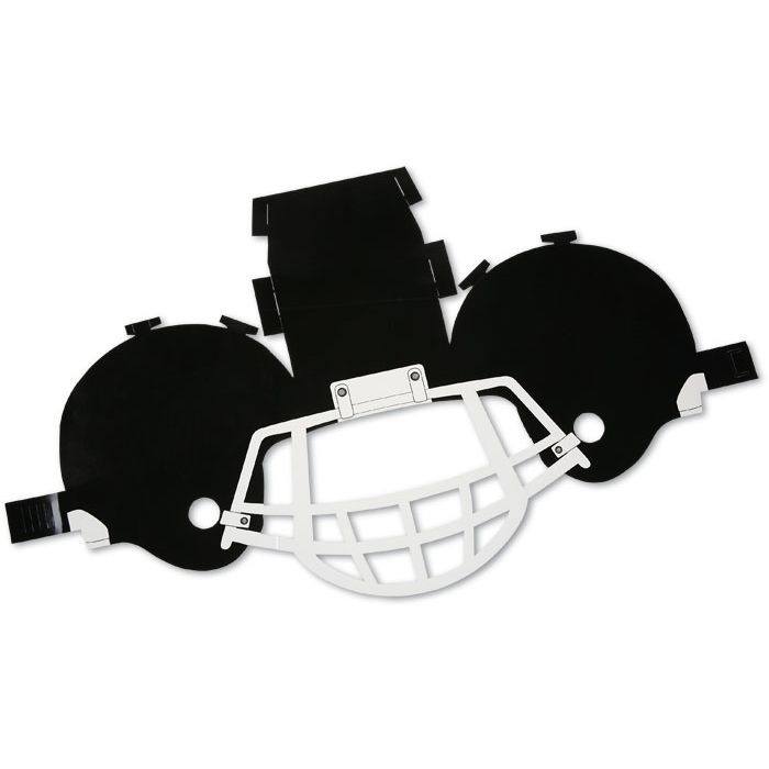 two black and white football helmets on a white background