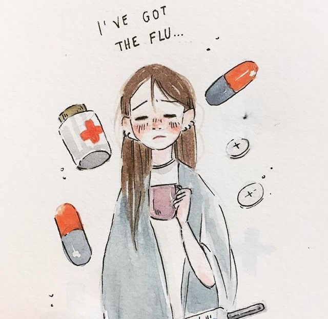 Feeling Sick Illustration, I'm Sick Quotes, Sick Quotes Health, Cold Sick, Minimal Pictures, Sick Quotes, Sick Drawings, Girls Art, Beauty Art Drawings