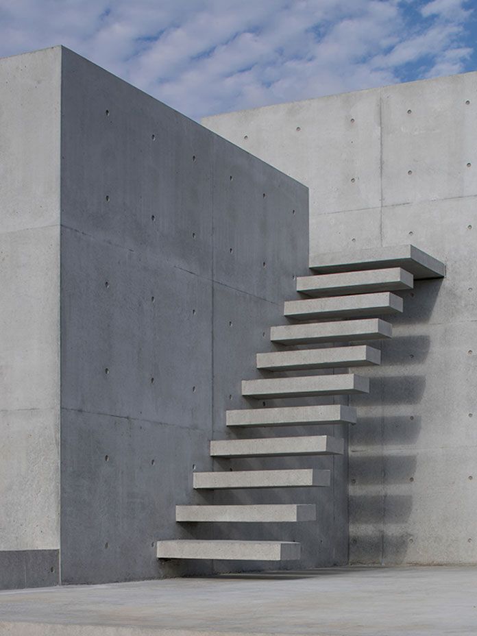 the stairs are made out of concrete