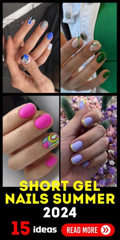 Multicolor Nails Summer, Gel Nails For Summer, Short Almond Shaped Nails, Multicolor Nails, Nails For Summer, Classy Nail Art, Short Gel Nails, Classy Nail Designs, Spring Nail Designs