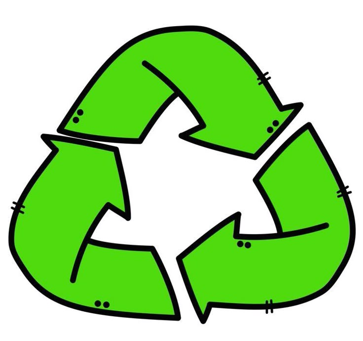 a green recycle sign with arrows pointing in the same direction to each other