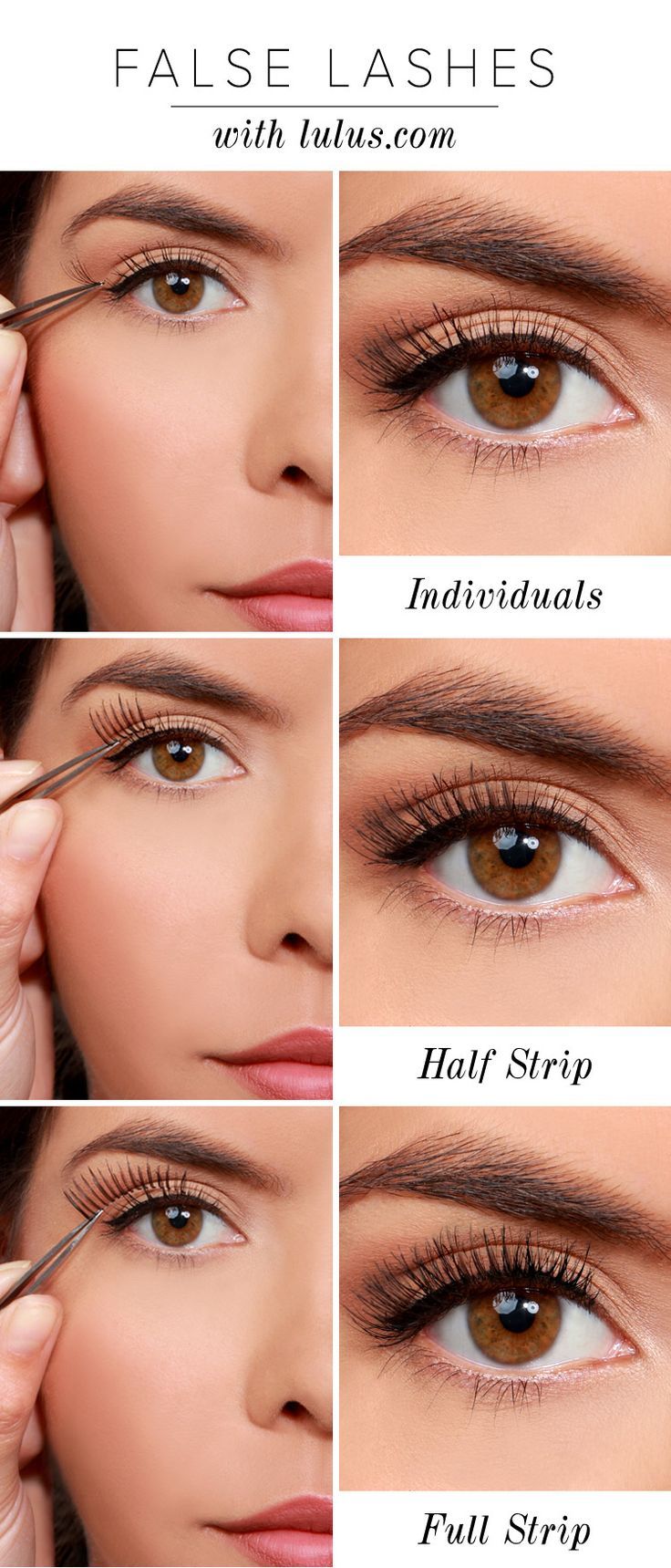 Ways to Apply Eyelashes Half Fake Eyelashes, Half Eyelashes False Lashes, How To Put On Single Fake Lashes, Half Lashes Falsies, Lashes Singles, Single False Eyelashes, Lashes Application, Get Long Eyelashes, Eyelashes Tutorial