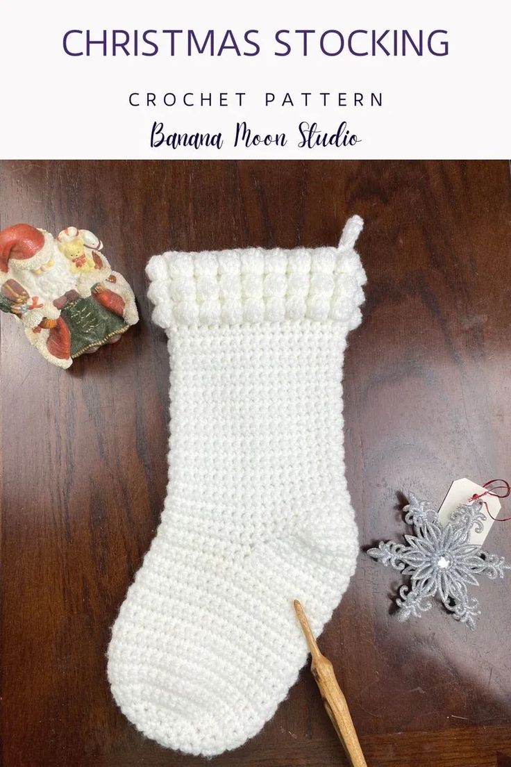 crochet christmas stocking pattern with text overlay