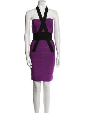 Herve Leger Sheath DressPurpleHalterneckConcealed Zip Closure at BackDesigner Fit: Designed for a slim fit, those with a curvy figure may wish to take one size up. Bandage Dress Herve Leger, Halterneck Mini Dress, Neck Bandage, Herve Leger, Bodycon Dresses, Bandage Dress, Purple Dress, Sheath Dress, Sustainable Fashion