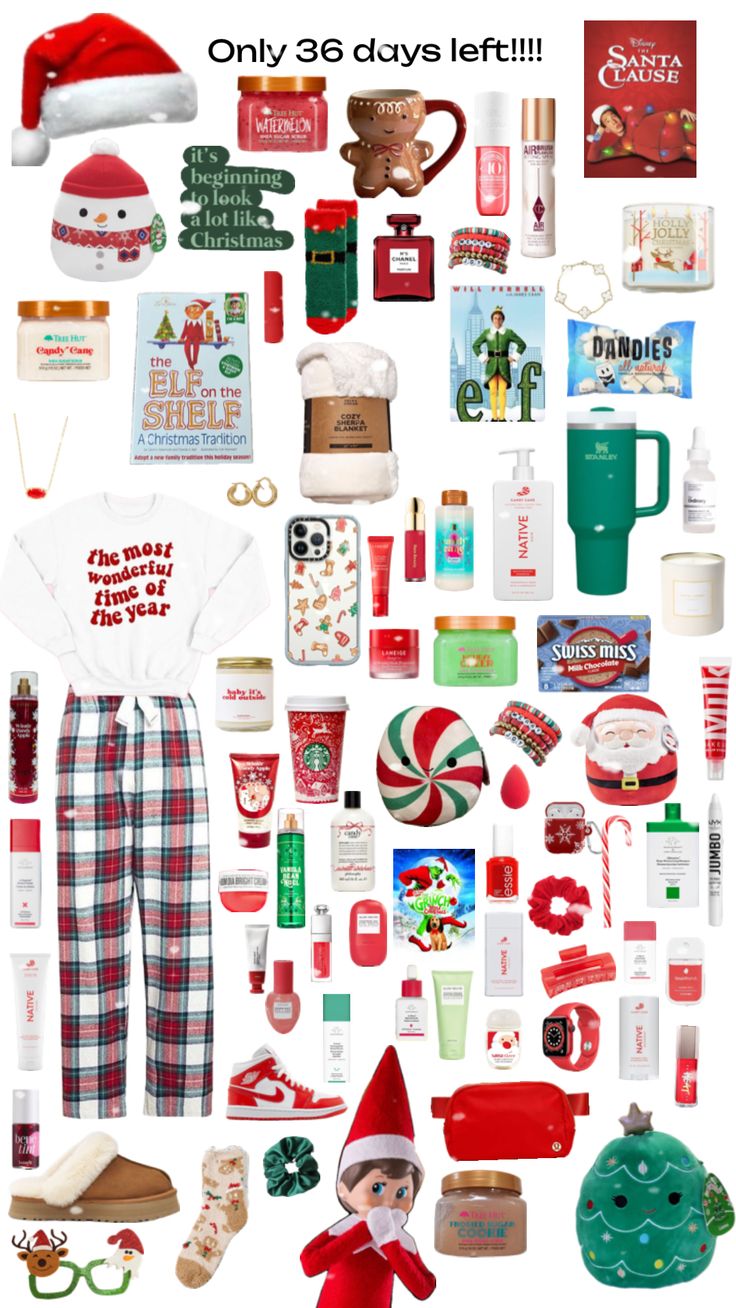 an elf's christmas gift guide for him and her with the text, only 30 days left