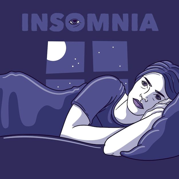 Free vector insomnia concept with woman | Free Vector #Freepik #freevector #asleep #awake #night-sleep #mental Snoring Remedies, Illustration People, How To Stop Snoring, Sleep Dream, Dream Symbols, When You Sleep, Sleep Problems, Night Sleep, Sleeping Positions