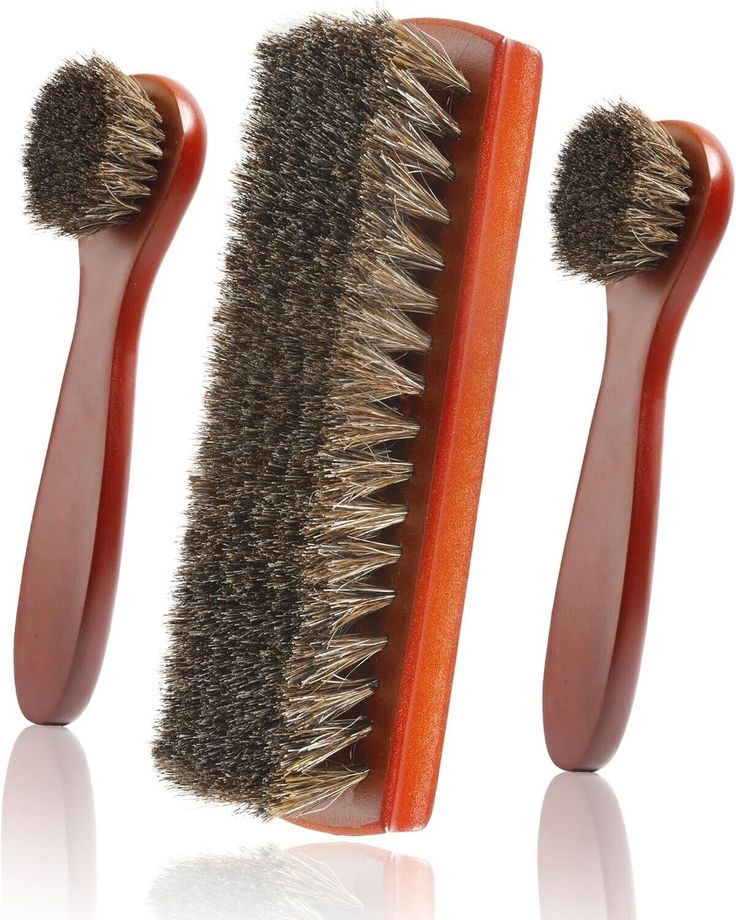 FEATURES & DETAILS Package Includes: The set includes 1 large horsehair brush and 2 boot brushes, which can meet your daily needs for different shoes. Material Safety: The shoe brush consists of soft and horsehair bristles for gentle yet effective cleaning, efficient care and comfortable use. Comfortable Design: The finger grooves on the side make the shoe cleaning brush easier to hold and move, which can effectively reduce hand fatigue and make it more comfortable to use. Wide Application: These boot brush are good care tools for leather or imitation leather products, suitable for all types of footwear, including leather shoes and boots, etc., make your shoes like new. CONTACT US We are delighted to have you as our customer. Your satisfaction is our priority. If you need any assistance or Suede Shoe Brush, Leather Shoe Care, Boot Brush, Square Shoes, Shoe Cleaning, Shoes Boot, Shoe Brushes, Shoe Polish, Shoe Shine