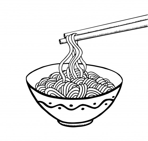 a bowl of noodles with chopsticks in it