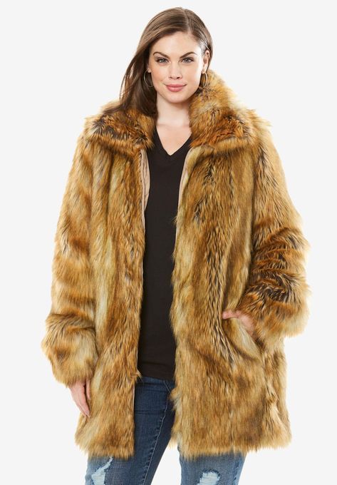 Short Imitation Fur Coat, FOX, hi-res Fluffy Fur Coat For Cold Weather In Fall, Fall Faux Fur Coat With Faux Fur Trim, Cozy Mink Outerwear With Faux Fur Lining, Cozy Mink-colored Outerwear With Faux Fur Lining, Faux Fur Lined Outerwear For Fall, Faux Fur Outerwear With Lining For Fall, Fall Outerwear With Faux Fur Trim, Cozy Fall Fur Coat With Faux Fur Trim, Cozy Fluffy Fur Coat For Fall