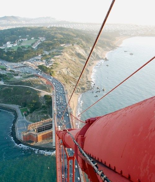 an aerial view of the golden gate bridge