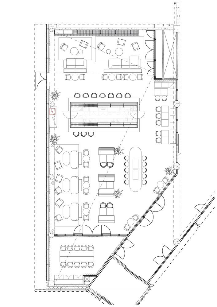 the floor plan for a restaurant with tables and chairs