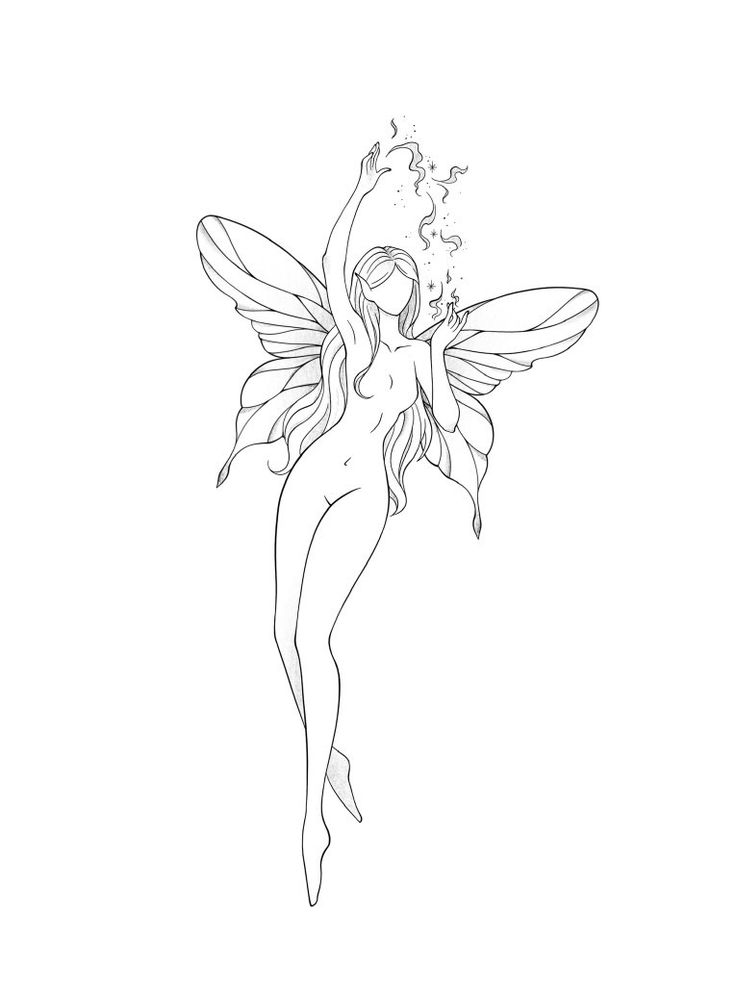 a drawing of a fairy with wings