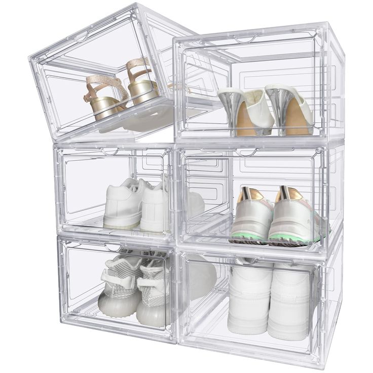 PRICES MAY VARY. LARGE&PREMIUM QUALITY - These clear shoe boxes are made of high-quality plastic which is more durable and stronger. Besides, the plastic plate can maintain its shape for a long time and will not easily be deformed. (The dimension of this clear shoe box stackable is:13.4”x 10.4”x 7.4”. Fit up to Men's size US 12, and Women's US size 13⚠). FULL USE OF SPACE - These shoe boxes clear plastic stackable can make full use of your space. You can get them stacked to keep shoes neatly org Clear Shoe Boxes, Boot Organizer, Shoe Storage Bins, Sneaker Storage Box, Shoe Display Case, Shoe Box Organizer, Shoe Storage Boxes, Shoe Storage Box, Shoe Box Storage