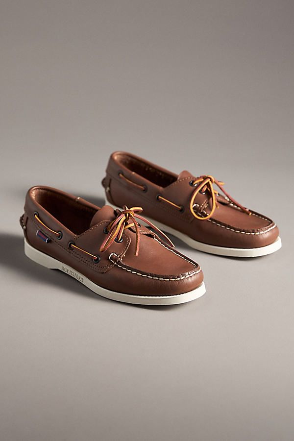 Leather upper, insole Rubber sole Slip-on styling Imported | Dockside® Portland Boat Shoes by Sebago in Brown, Women's, Size: 10.5, Leather/Rubber at Anthropologie Luxury Slip-on Boat Shoes With Leather Footbed, Classic Leather Sole Slip-on Boat Shoes, Leather Slip-on Boat Shoes With Leather Footbed, Brown Lace-up Boat Shoes With Leather Footbed, Sebago Docksides, Womens Boat Shoes, Brown Fits, Loafers For Women, Shoe Sale