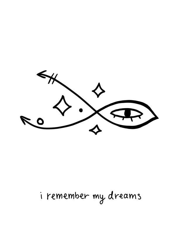 a drawing of an eye with the words i remember my dreams