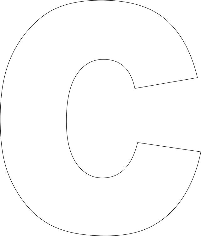 the letter c is shown in black and white