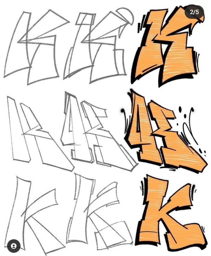 the letters k and k are drawn in different ways, including one that has been added to