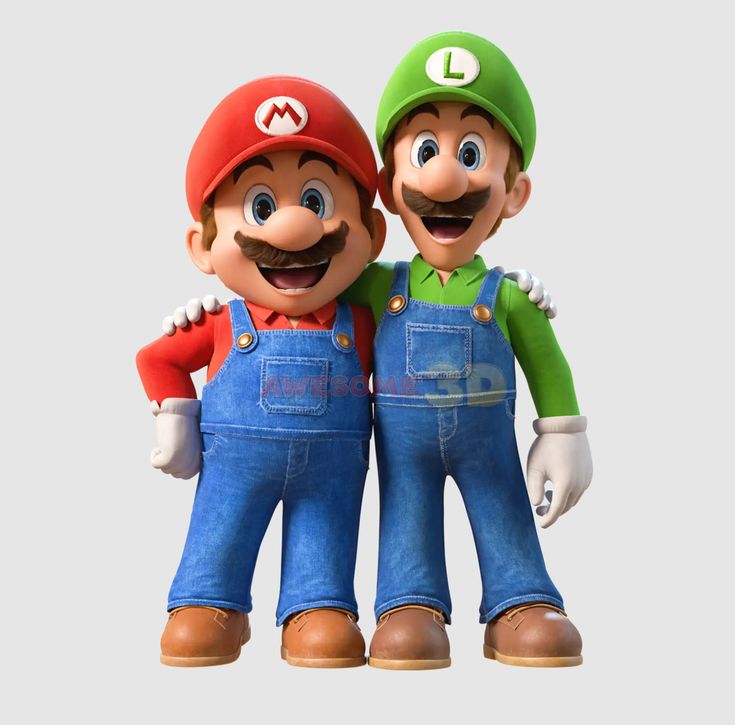 mario and luigi are standing next to each other