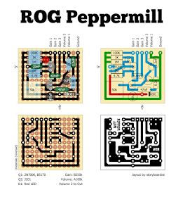 four different types of electronic circuit boards with the words rog peppermill on them